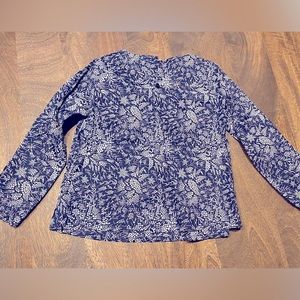 Jacadi navy blue blouse with small gold metallic stars.